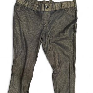 Lane Bryant Women's Black & Gold Metallic Sparkle Y2k Inspired Trouser Pants